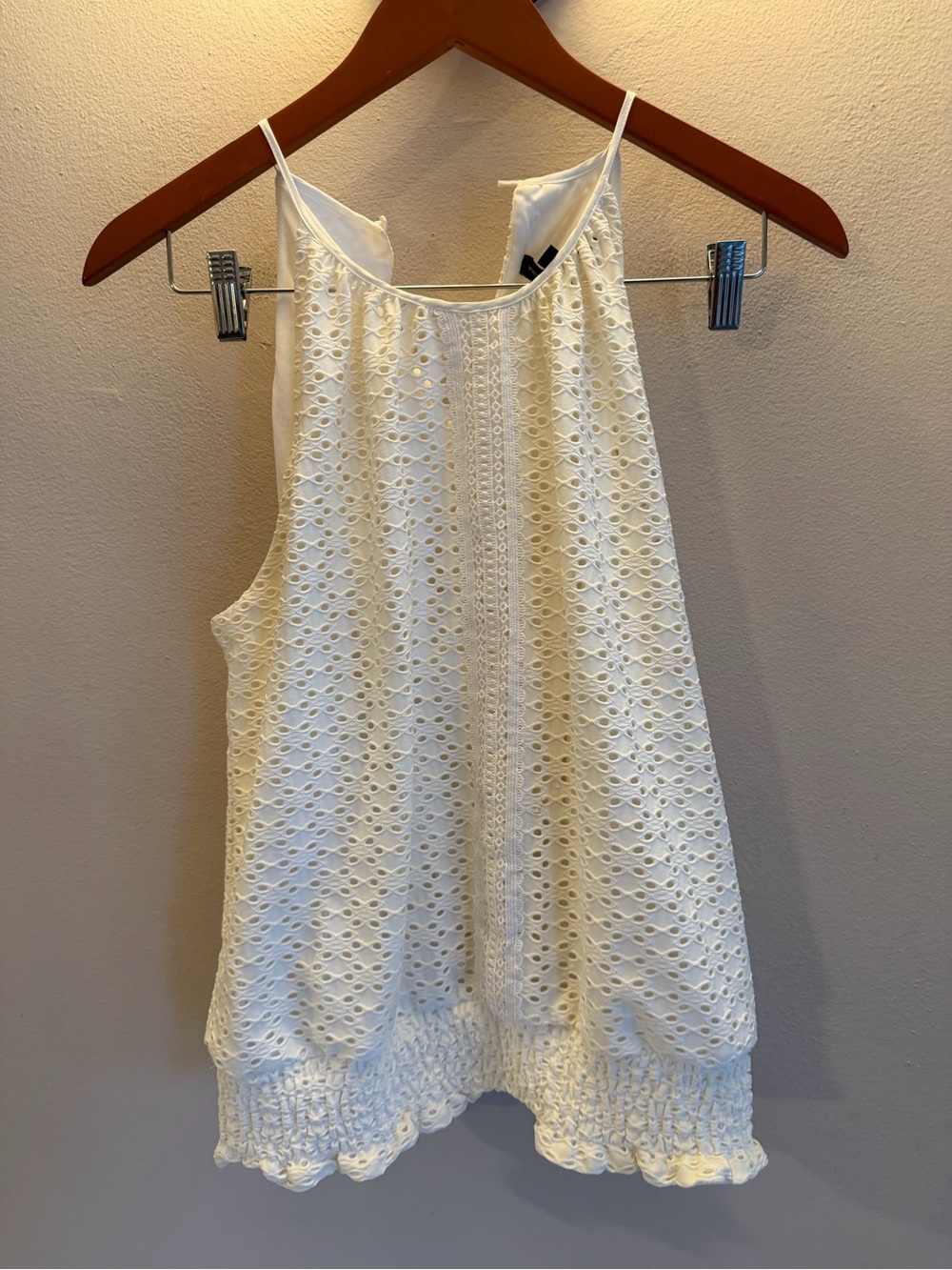 White House Black Market Ivory Eyelet Halter Camisole
